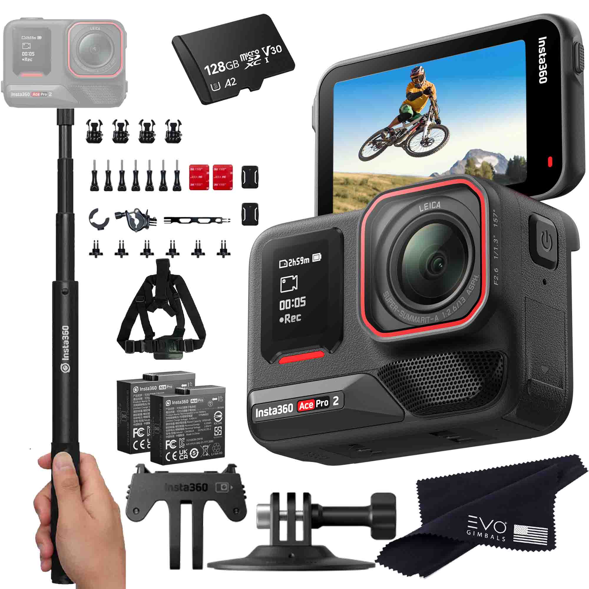 Insta360 Ace Pro 2 EVOGimbals.com 128GB Bike Bundle