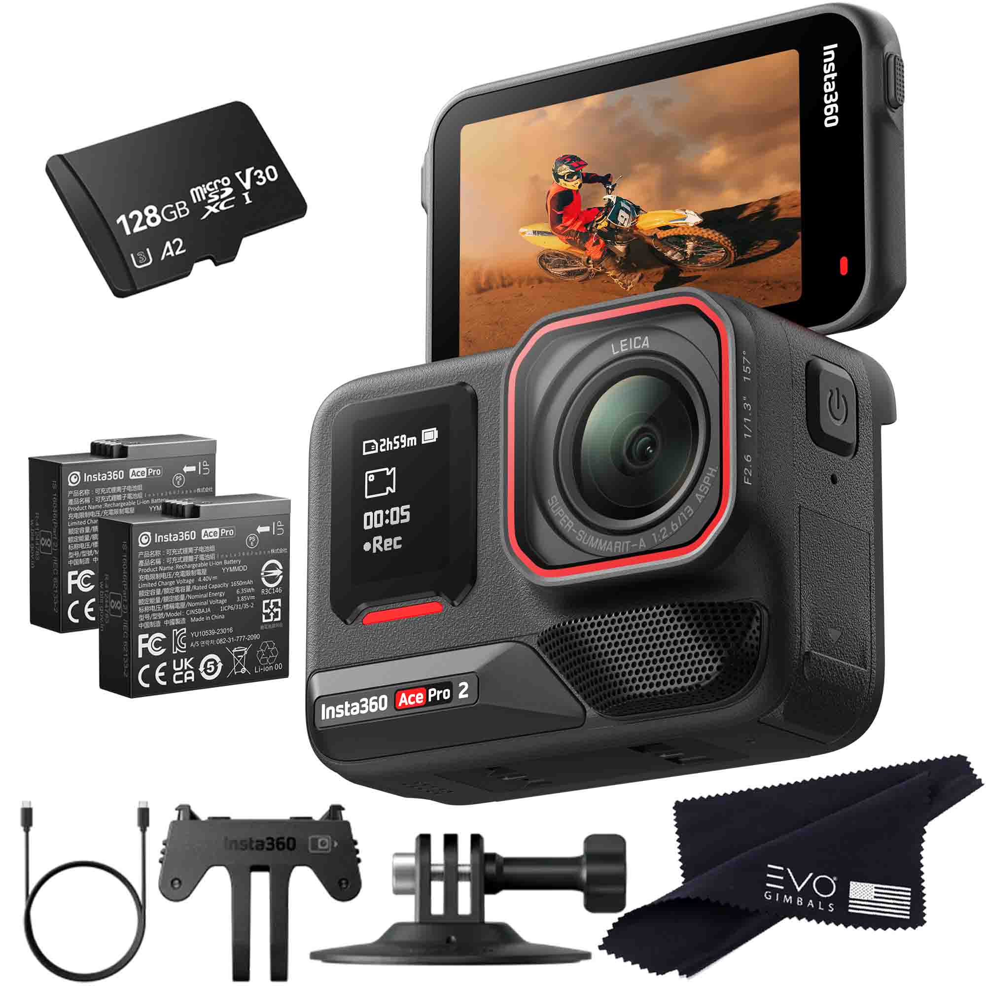 Insta360 Ace Pro 2 EVOGimbals.com 128GB Camera and Card
