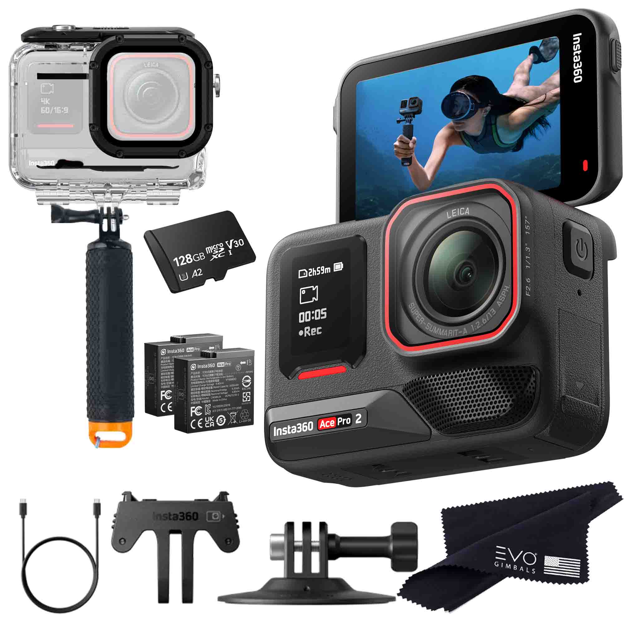 Insta360 Ace Pro 2 EVOGimbals.com 128GB Dive Bundle