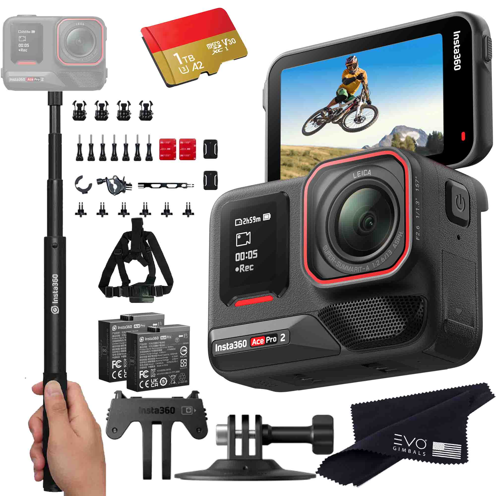 Insta360 Ace Pro 2 EVOGimbals.com 1TB Bike Bundle