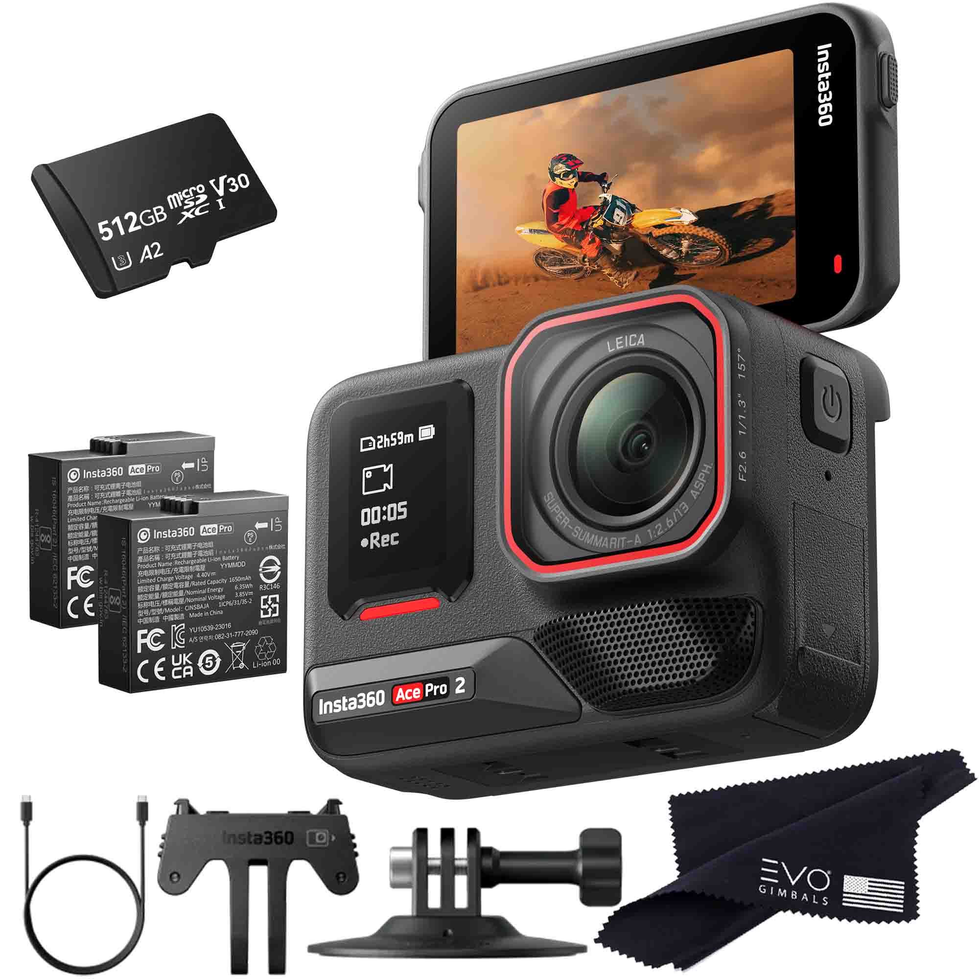 Insta360 Ace Pro 2 EVOGimbals.com 512GB Camera and Card