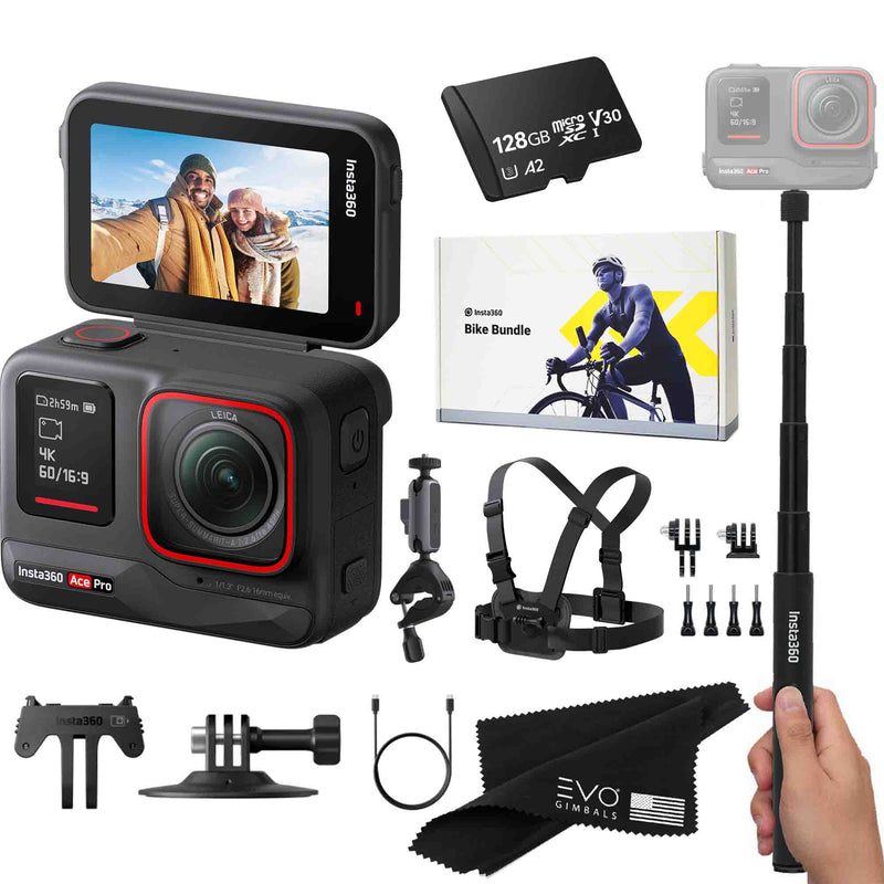 Insta360 ACE Pro 8K Action Camera EVOGimbals.com BIKE+Selfie+128GB 