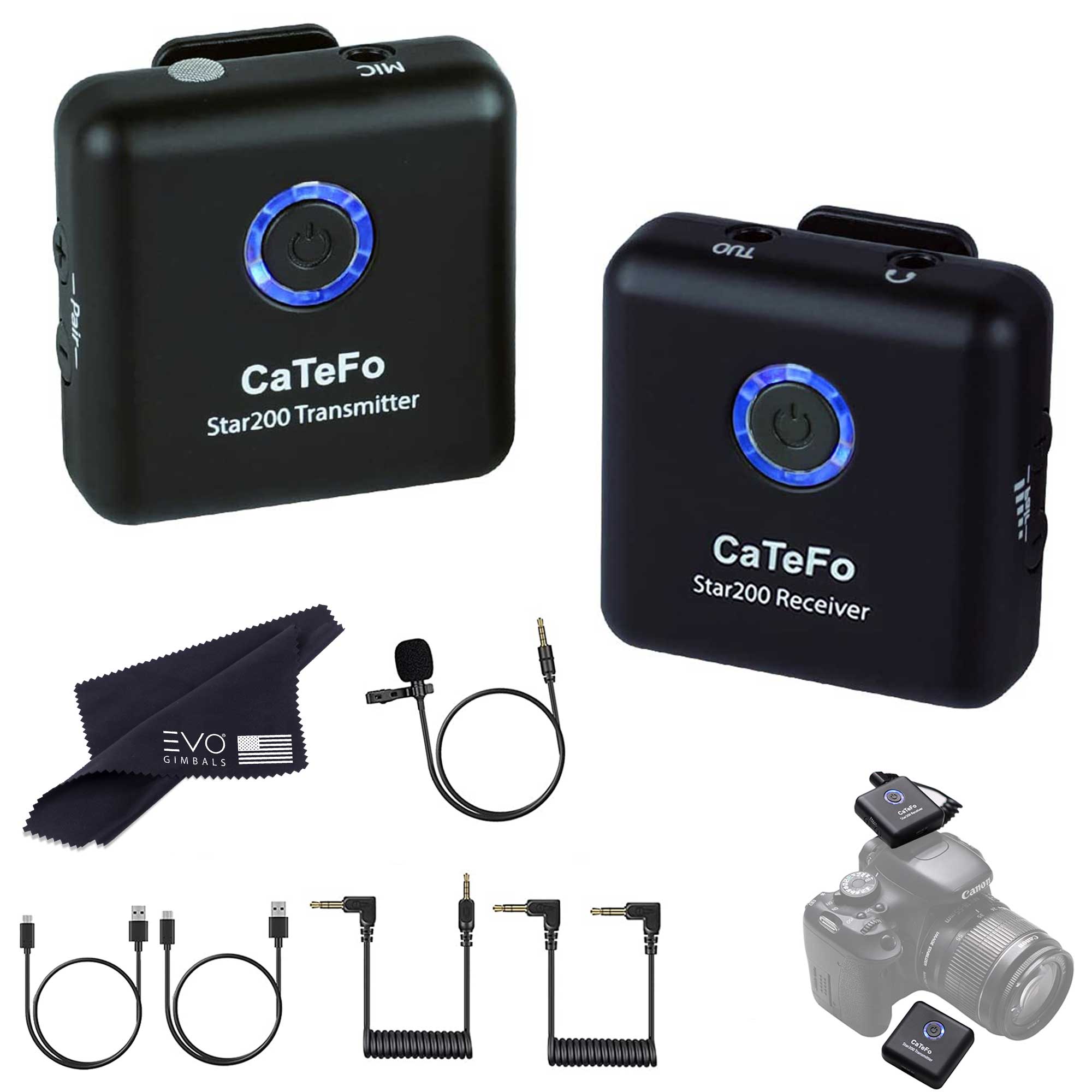 CaTeFo Star200 T1 Dual Channel Wireless Microphone System Microphone CaTeFo
