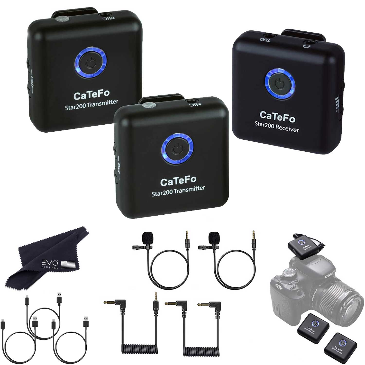 CaTeFo Star200 T1 Dual Channel Wireless Microphone System Microphone CaTeFo T2