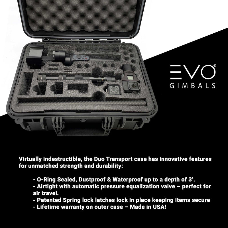 Duo Transport Case for Action Cameras, Gimbals and Smartphone Stabilizers Case EVO Gimbals 