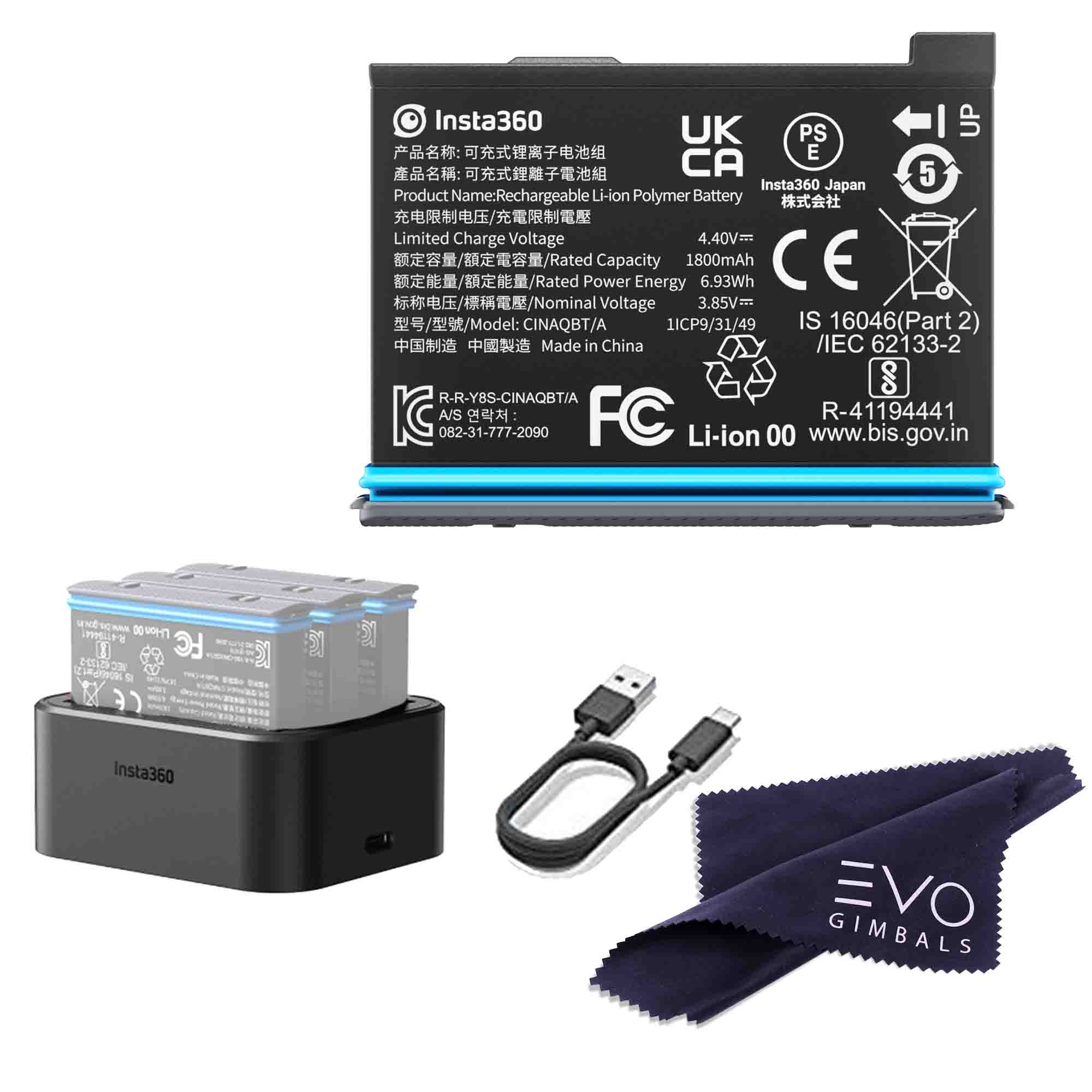 Pour Insta360 X3 Usb Type-c Batterie Boîte de charge rapide pour Insta 360  X3 Batterie pour Insta360 One X3 Accessoires de charge portable