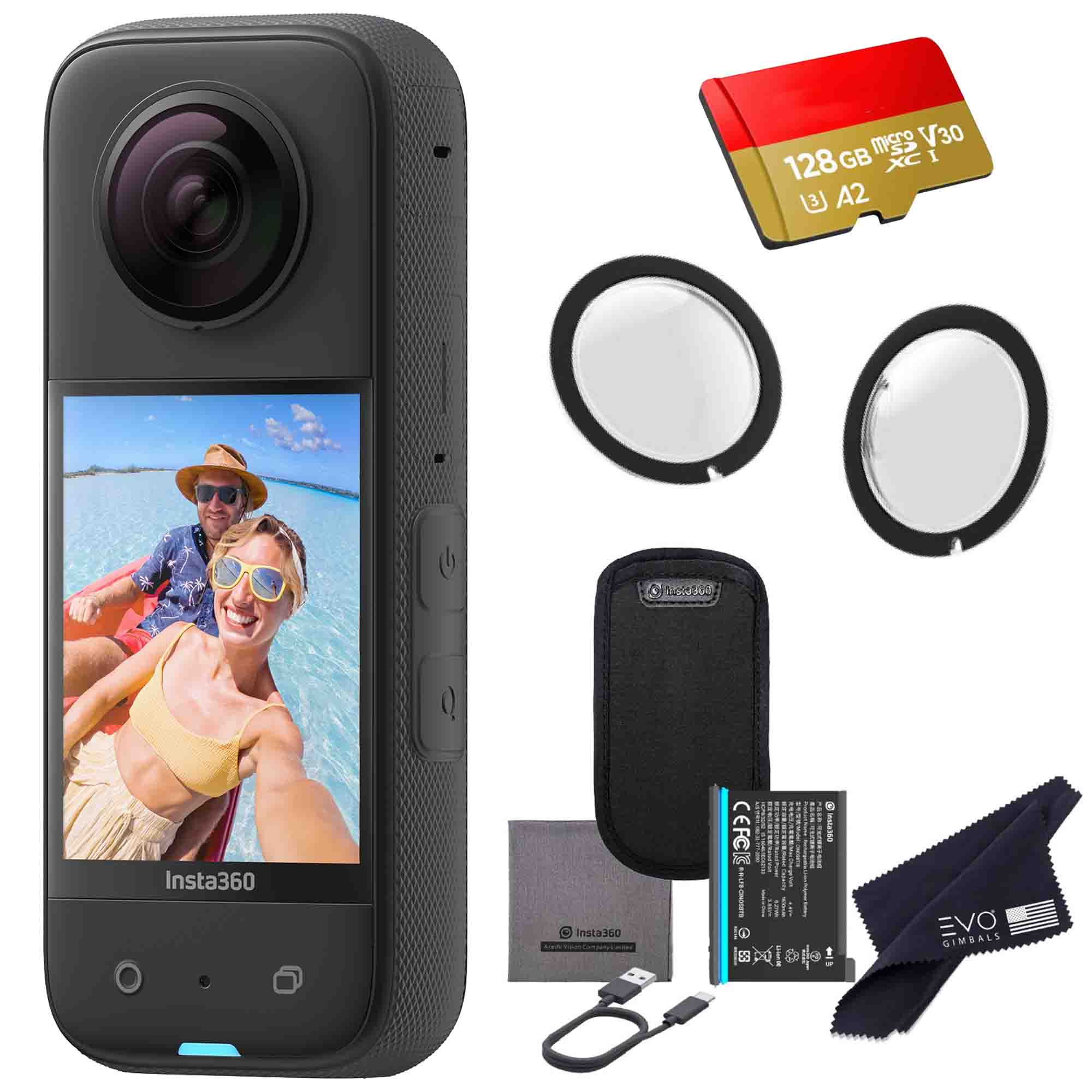 Insta360 X3 Bundle with Len Guard& SD Card EVOGimbals.com LG+128gb