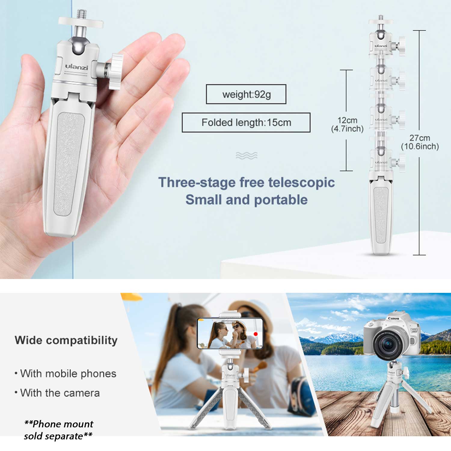 Ulanzi MT-08 Mini Desktop Tripod (White) Tripod Ulanzi