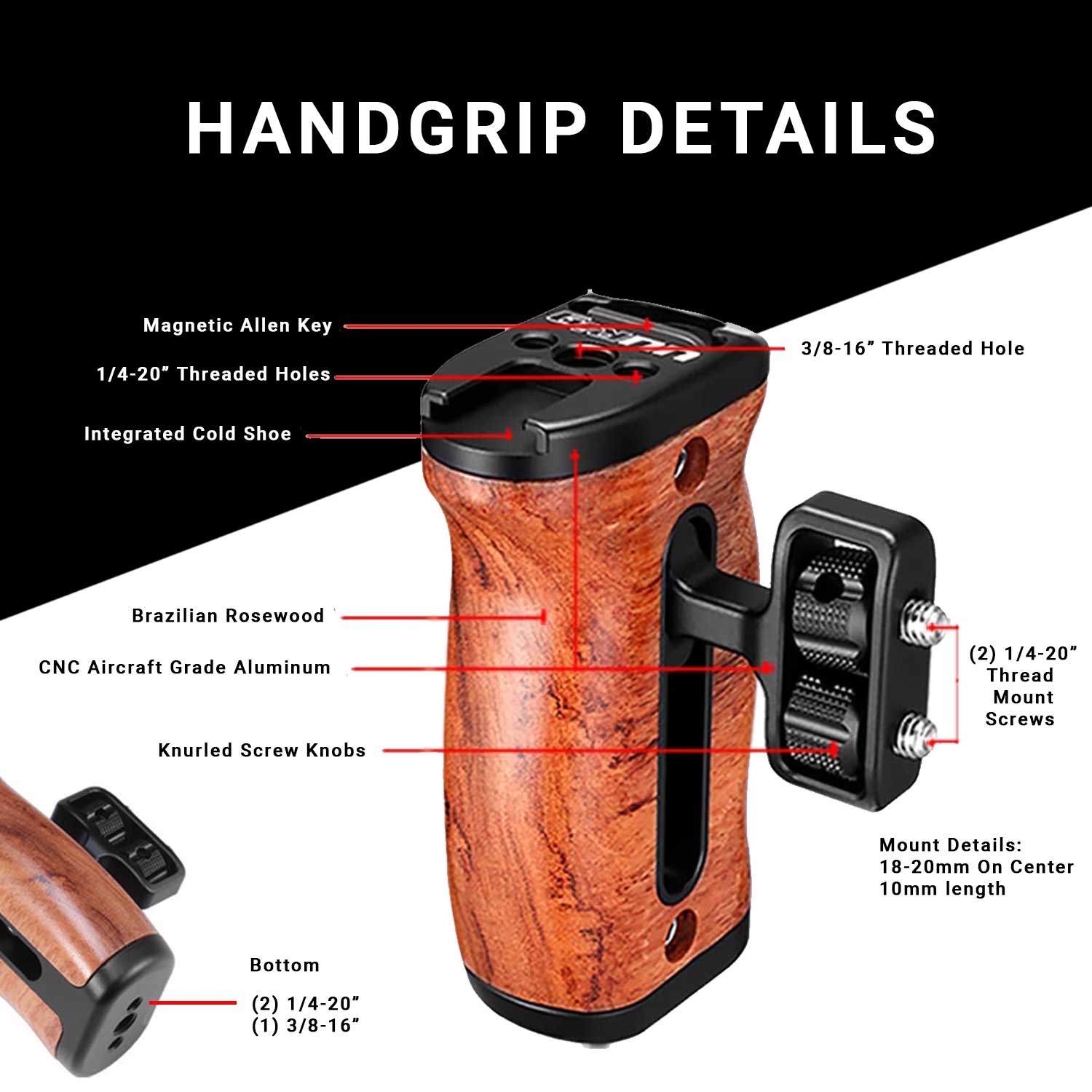 UURig R027 Camera Cage Wood Handgrip Camera Cages Ulanzi