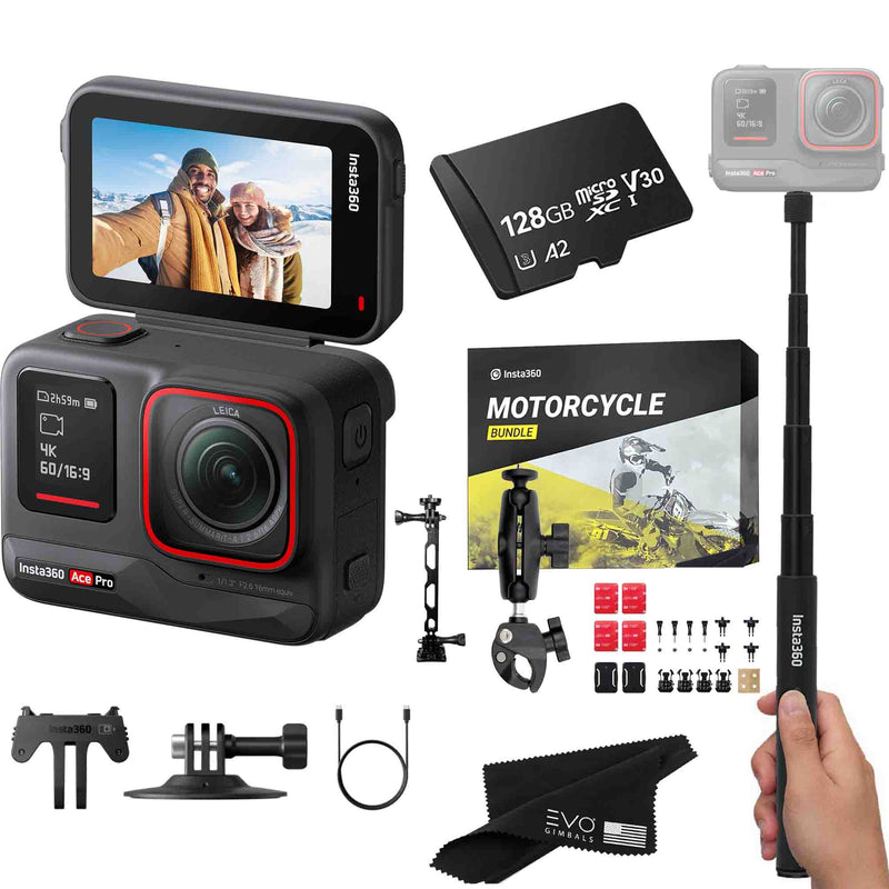 Insta360 ACE Pro 8K Action Camera EVOGimbals.com MOTO+Selfie+256GB 