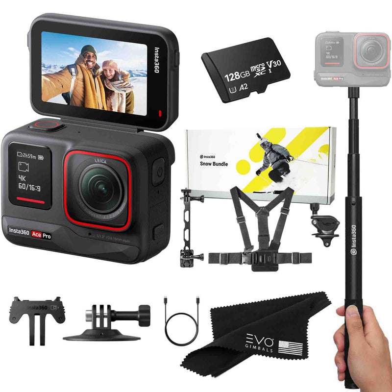 Insta360 ACE Pro 8K Action Camera EVOGimbals.com SNOW+Selfie+128GB 