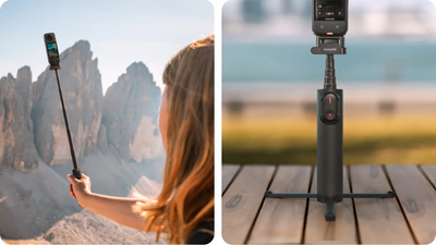 Insta360 Foldable 2-in-1 Selfie Stick Remote Kit (1/4" Mount) for insta360 X5/X4 EVOGimbals.com 