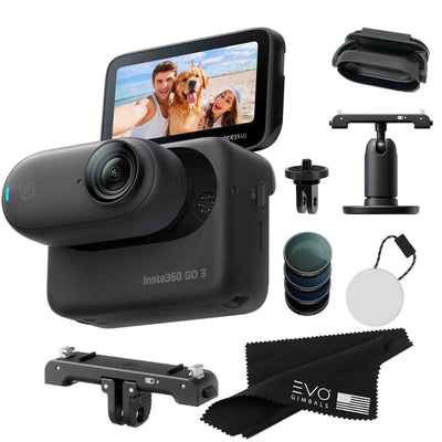 Insta360 GO 3 – Waterproof Tiny Mighty Action Camera Action Camera EVOGimbals.com CINSABKA-128GB-BLK-Filter Set-Mount 