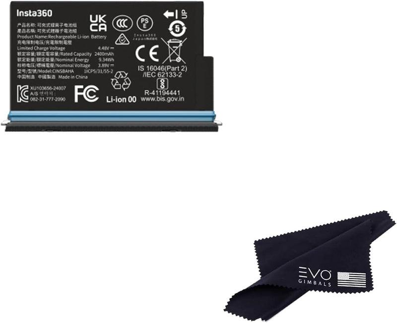 Insta360 X5 Battery(2400mAh), High Capacity, Fast Charge/Only Compatiable for X5 Camera EVOGimbals.com 
