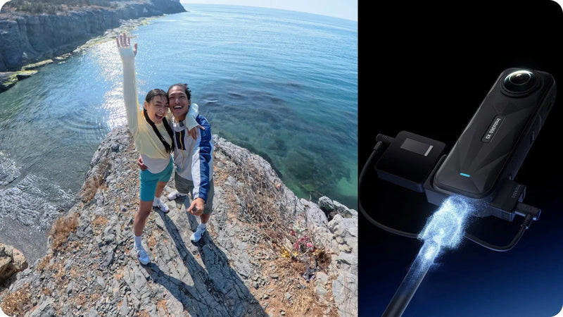 insta360 X5 Mic Adapter, External Microphone Adapter X5 Camera,Type-C and 3.5mm Audio Ports Support Charging While Recording EVOGimbals.com 
