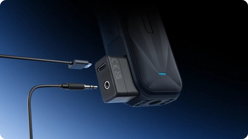 insta360 X5 Mic Adapter, External Microphone Adapter X5 Camera,Type-C and 3.5mm Audio Ports Support Charging While Recording EVOGimbals.com 