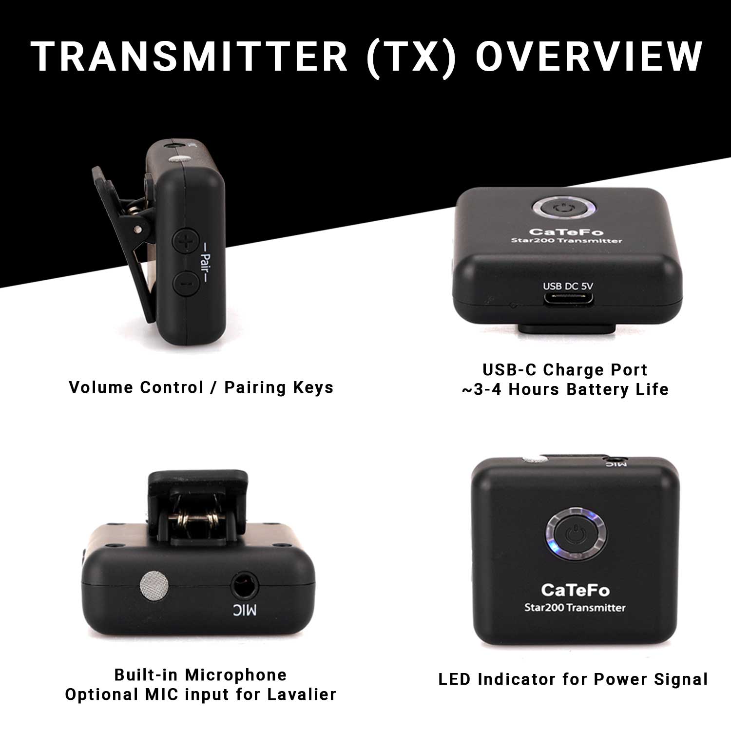 CaTeFo Star200 T1 Dual Channel Wireless Microphone System