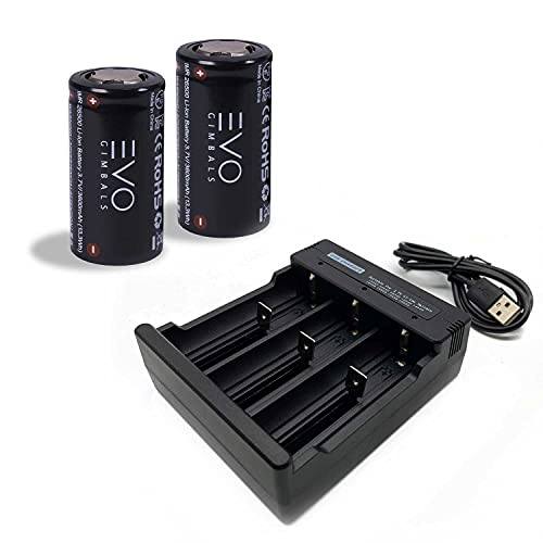 EVO Gimbals 3600mAh Li-Ion Rechargeable Battery Set & Li-ION Charger Bundle for EVO Rage Gen2 - Zhiyun Crane Plus & Crane V2 Camera Stabilizers (2 Items) EVO Gimbals 