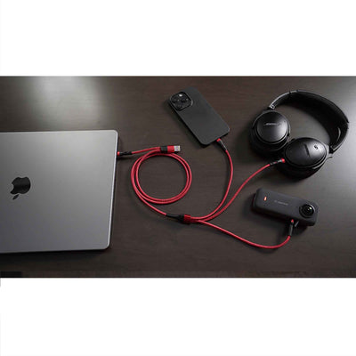 EVO Gimbals 48" Nylon Braided Multi Fast Charge Cable with USB and USB C Input and 3 in 1 Charging Options Type C/Lightning/Micro USB for Most Phones, Cameras, Tablets and Devices-(RED) EVOGimbals.com 