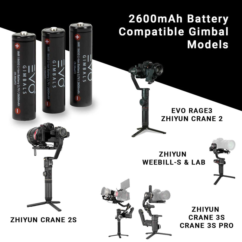 EVO Gimbals Li-Ion Batteries 2600mAh IMR-18650 HC (3 Pack) Batteries EVO Gimbals 
