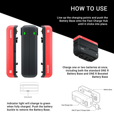 Insta360 ONE R Fast Charge Hub - Dual Battery Base Charger Batteries Insta360 