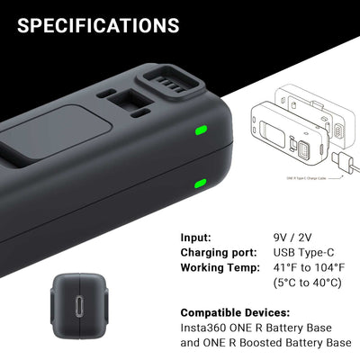 Insta360 ONE R Fast Charge Hub - Dual Battery Base Charger Batteries Insta360 