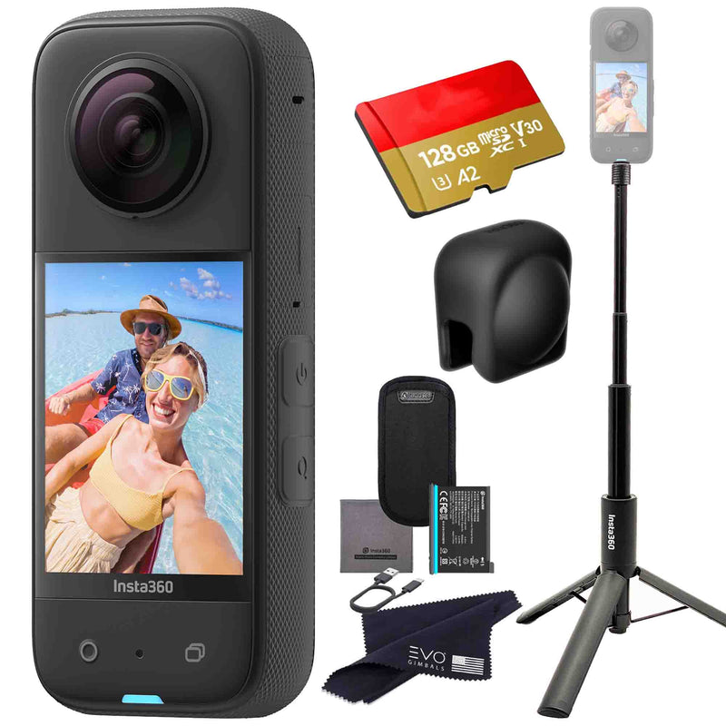 Insta360 X3 Bundle with 2-IN-1 Invisible Selfie Stick, LC& SD card EVOGimbals.com 2-IN-1 Selfie+LC+128gb 