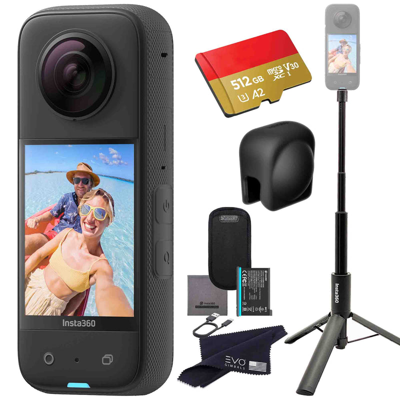 Insta360 X3 Bundle with 2-IN-1 Invisible Selfie Stick, LC& SD card EVOGimbals.com 2-IN-1 Selfie+LC+512GB 