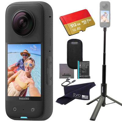 Insta360 X3 Bundle with 2-IN-1 Invisible Selfie Stick& SD card EVOGimbals.com 2-IN-1 Selfie+512GB 