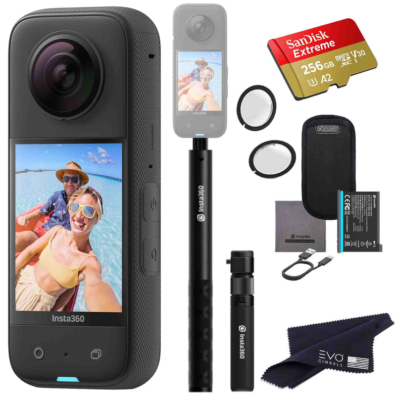 Insta360 X3 camera bundle with Bullet time, Lens guard & SD card EVOGimbals.com Bullet time+LG+256gb 