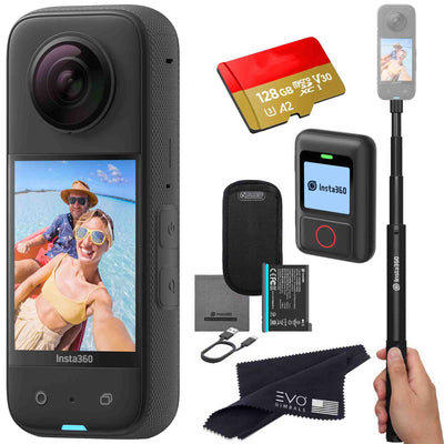 Insta360 X3 camera bundle with Invisible selfie stick, Remote & SD card EVOGimbals.com Selfie stick+Remote+128gb 